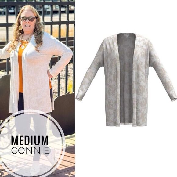 LuLaRoe Medium Tan/White Tie Dye Style Connie Overlay - Picture 1 of 3